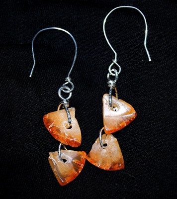 Fire agate earrings by Shannon Hoffman