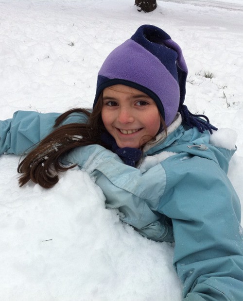 Jersie Angel in a 'snow chair.'