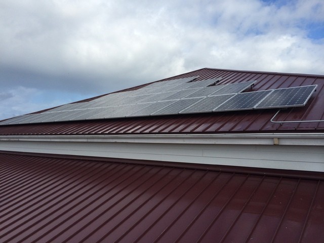 Contributed photoThe panels reside on the top of the gym’s south-facing roof.