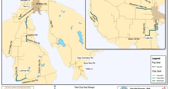 2024 Chip Seal Road Map for Orcas and San Juan Islands. Submitted photo.