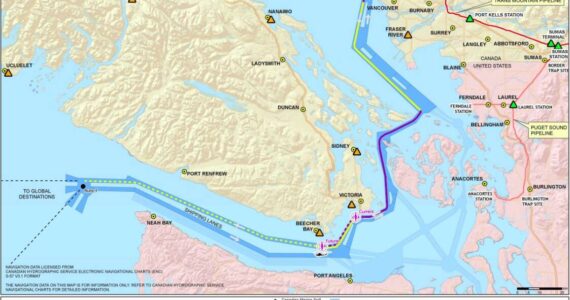 Map of Trans Mountain oil tankers’ route with current and proposed safety precautions. Credit: Trans Mountain