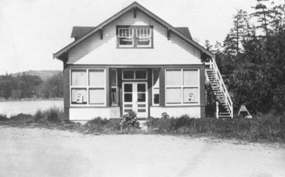 Photograph used with permission from the Shaw Island Historical Society.
The Shaw Store in the 1930s, before the upstairs was converted into an apartment.