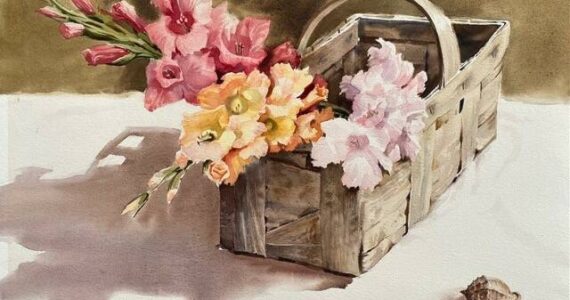 ”Gladiolas” by Shirley Wright.